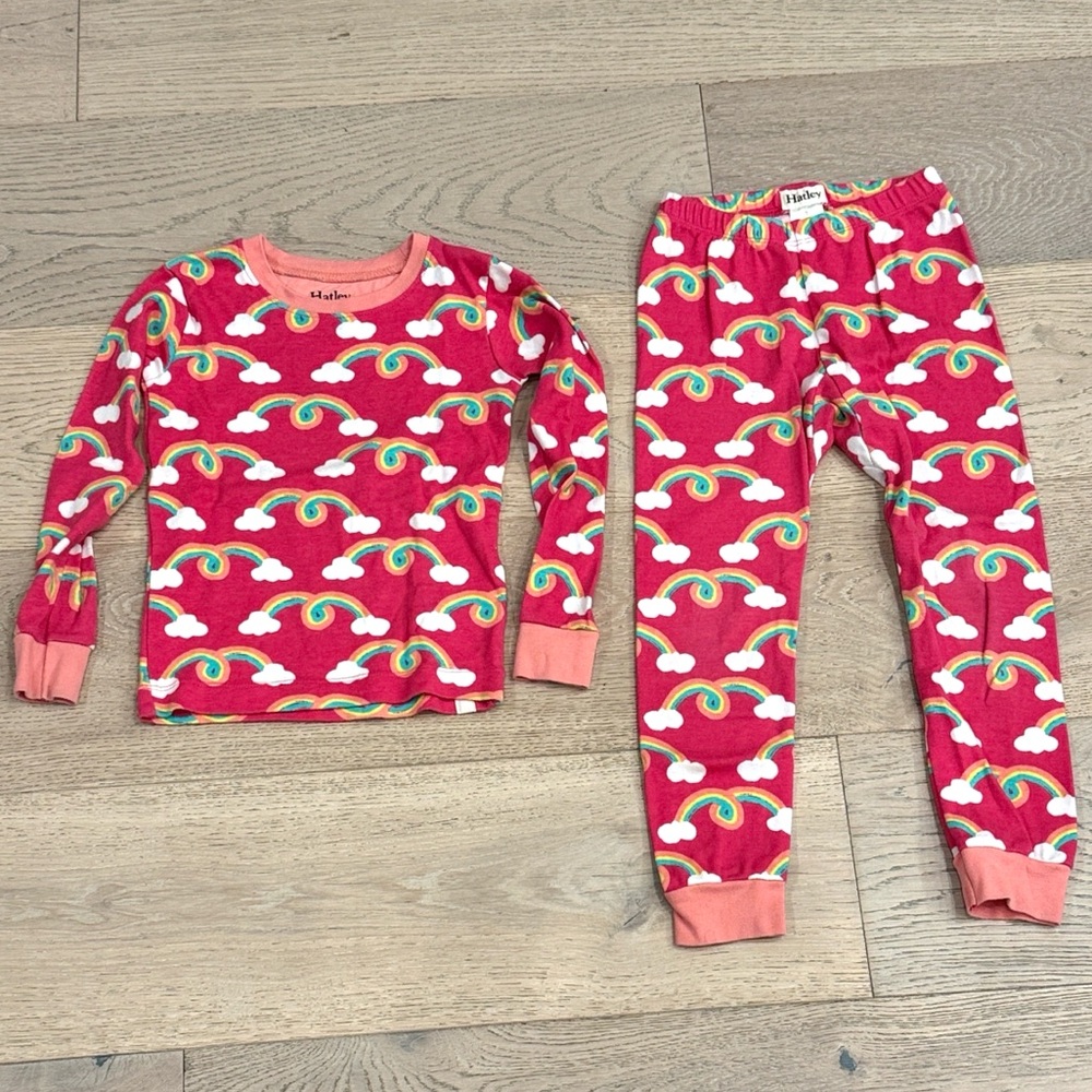 Hatley Pink Rainbows 100% Cotton Pajama Set – Size 5, GUC